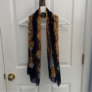 Salvatore Ferragamo Vintage Floral and ribbon pattern chiffon scarf
